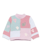 Maglione per neonata Stella McCartney Kids rosa con ricamo patchwork - Rubino Kids