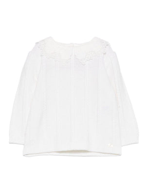 Tartine Et Chocolat white baby girl sweater with lace collar