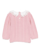 Maglione per neonata Tartine Et Chocolat rosa con colletto in pizzo - Rubino Kids