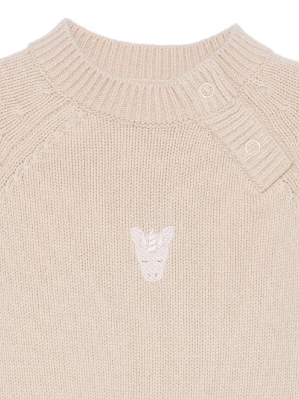 Maglione per neonati Donsje beige con ricamo unicorno - Rubino Kids