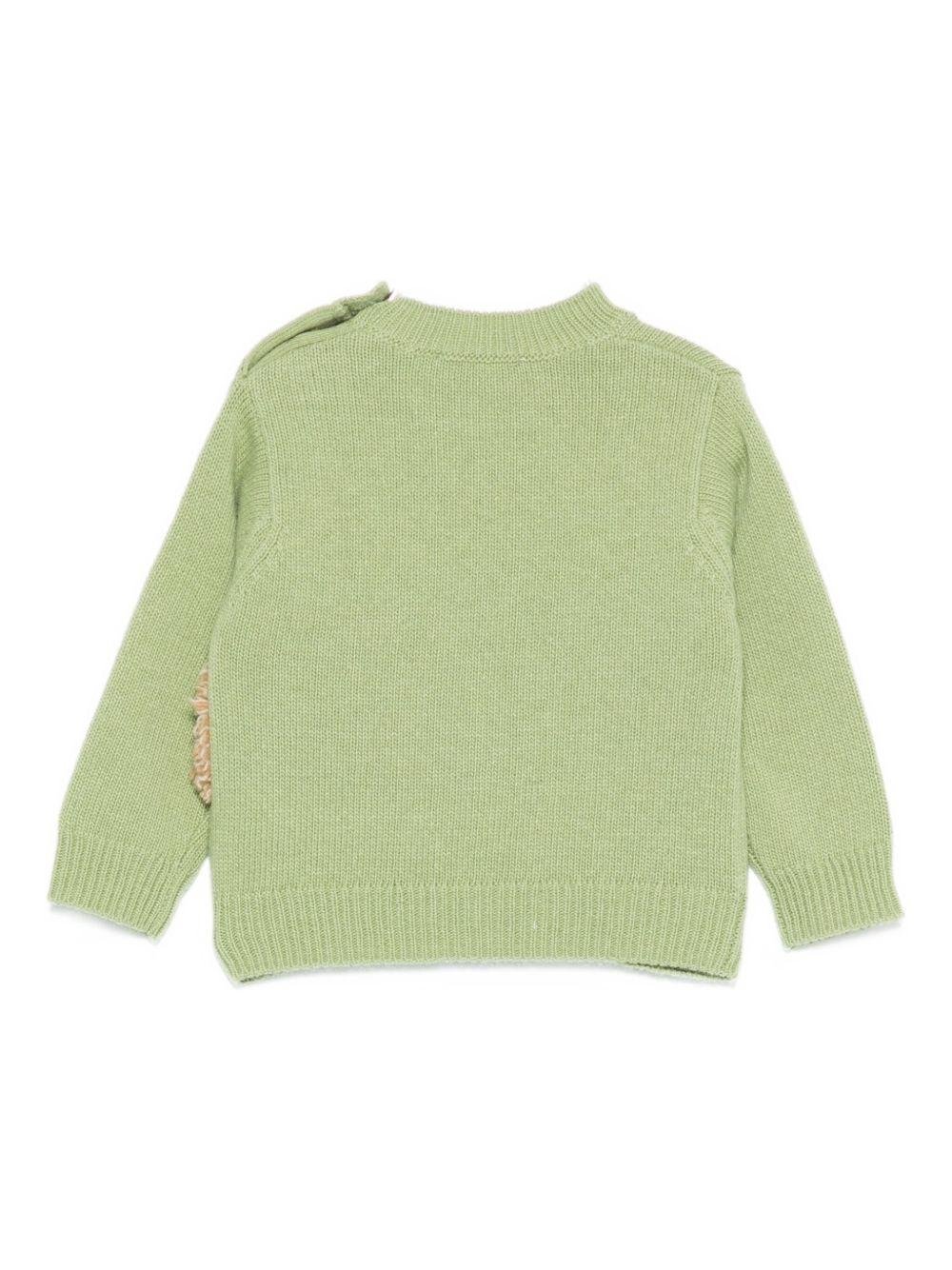 Maglione per neonati Il Gufo verde con applicazione riccio sul fianco - Rubino Kids