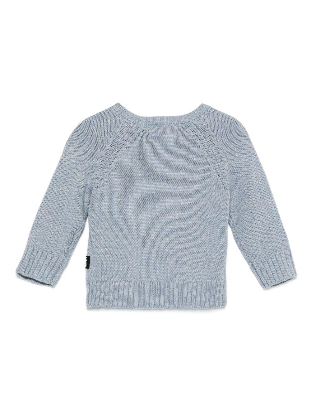 Maglione per neonati Molo azzurro con orsetto intarsiato - Rubino Kids