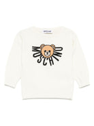 Maglione per neonati Moschino Kids bianco con logo Teddy - Rubino Kids
