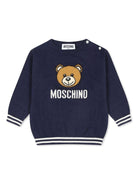 Maglione per neonati Moschino Kids blu con ricamo Teddy Bear - Rubino Kids