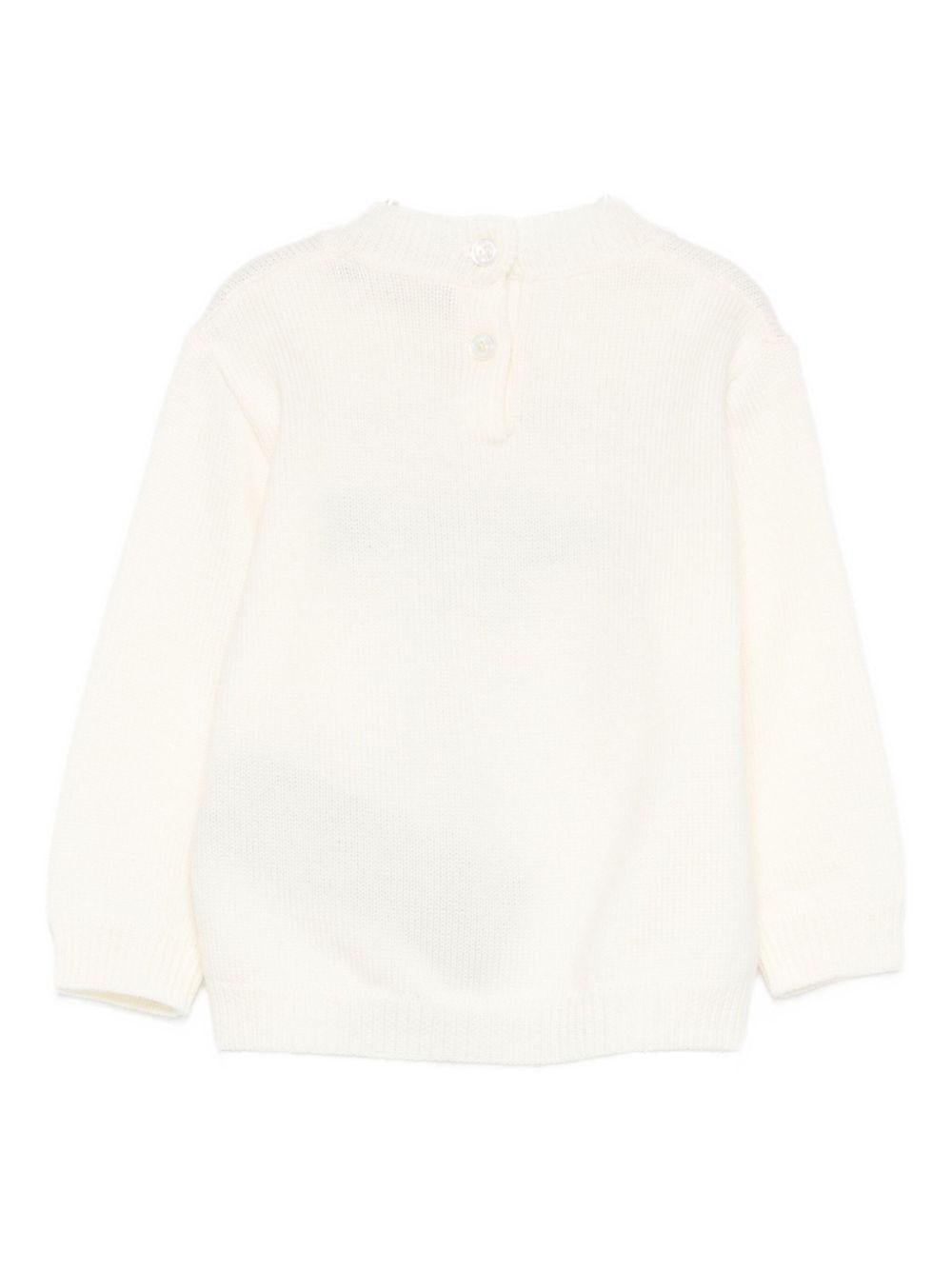 Maglione per neonato Balmain Kids bianco con ricamo - Rubino Kids