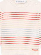 Maglione per neonato Bonpoint bianco con design a righe - Rubino Kids