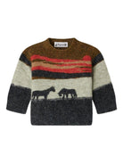 Maglione per neonato Bonpoint multicolor a righe con silhouette animalier - Rubino Kids