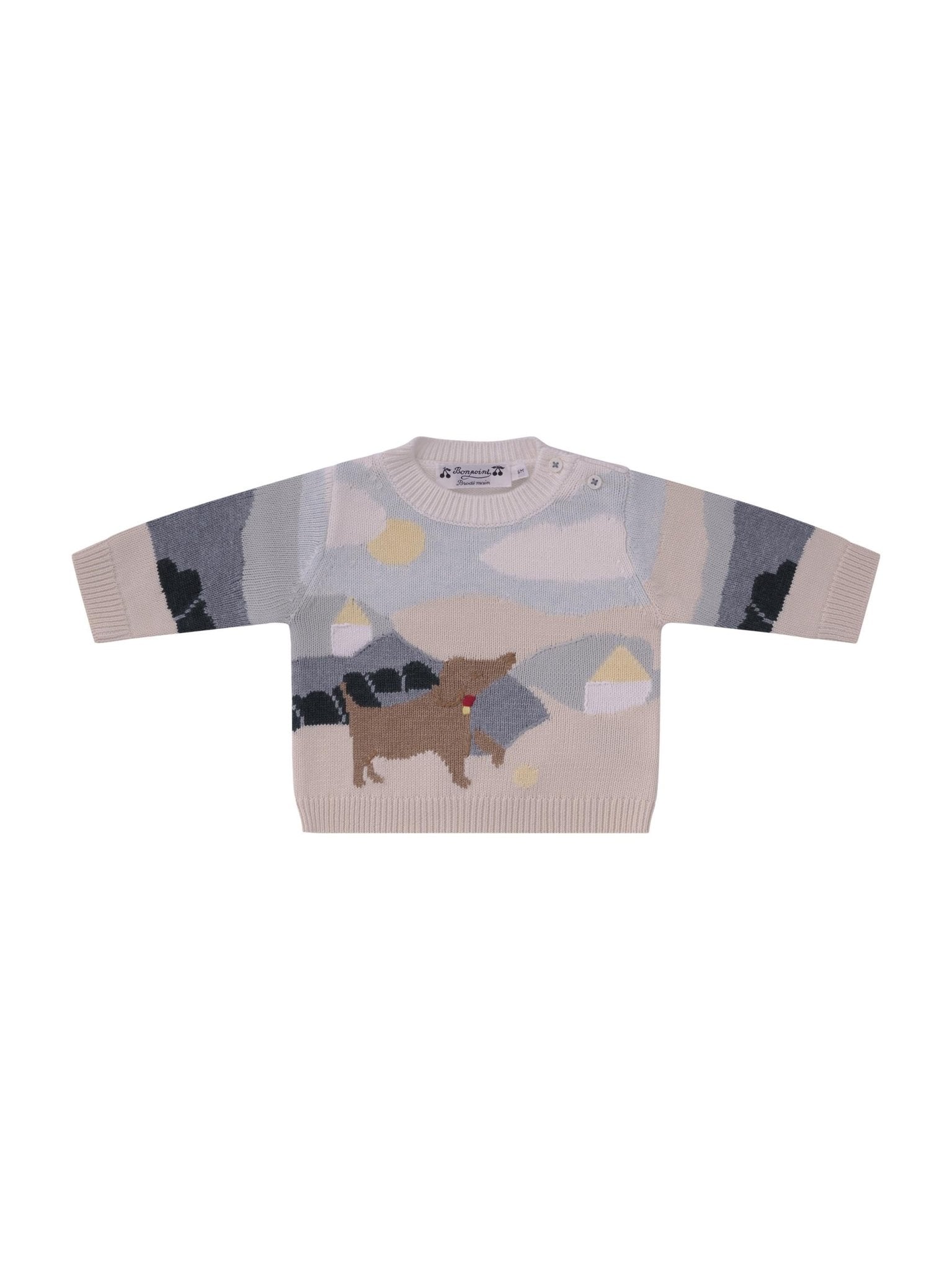 Maglione per neonato Bonpoint multicolore con ricamo cagnolino - Rubino Kids