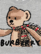 Maglione per neonato Burberry Kids grigio con ricamo sul davanti - Rubino Kids