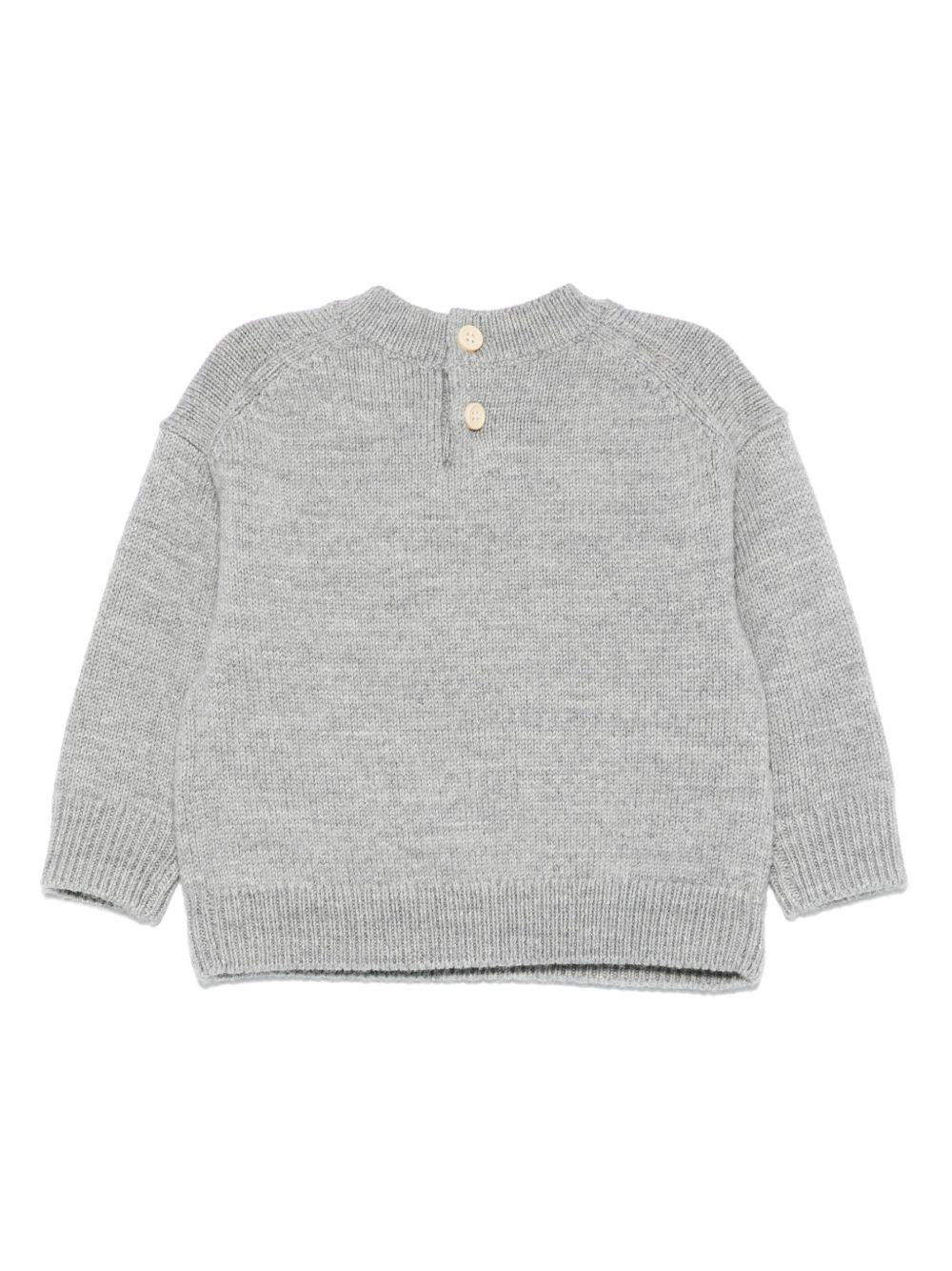 Maglione per neonato Burberry Kids grigio con ricamo sul davanti - Rubino Kids