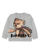 Maglione per neonato Burberry Kids grigio con ricamo sul davanti - Rubino Kids