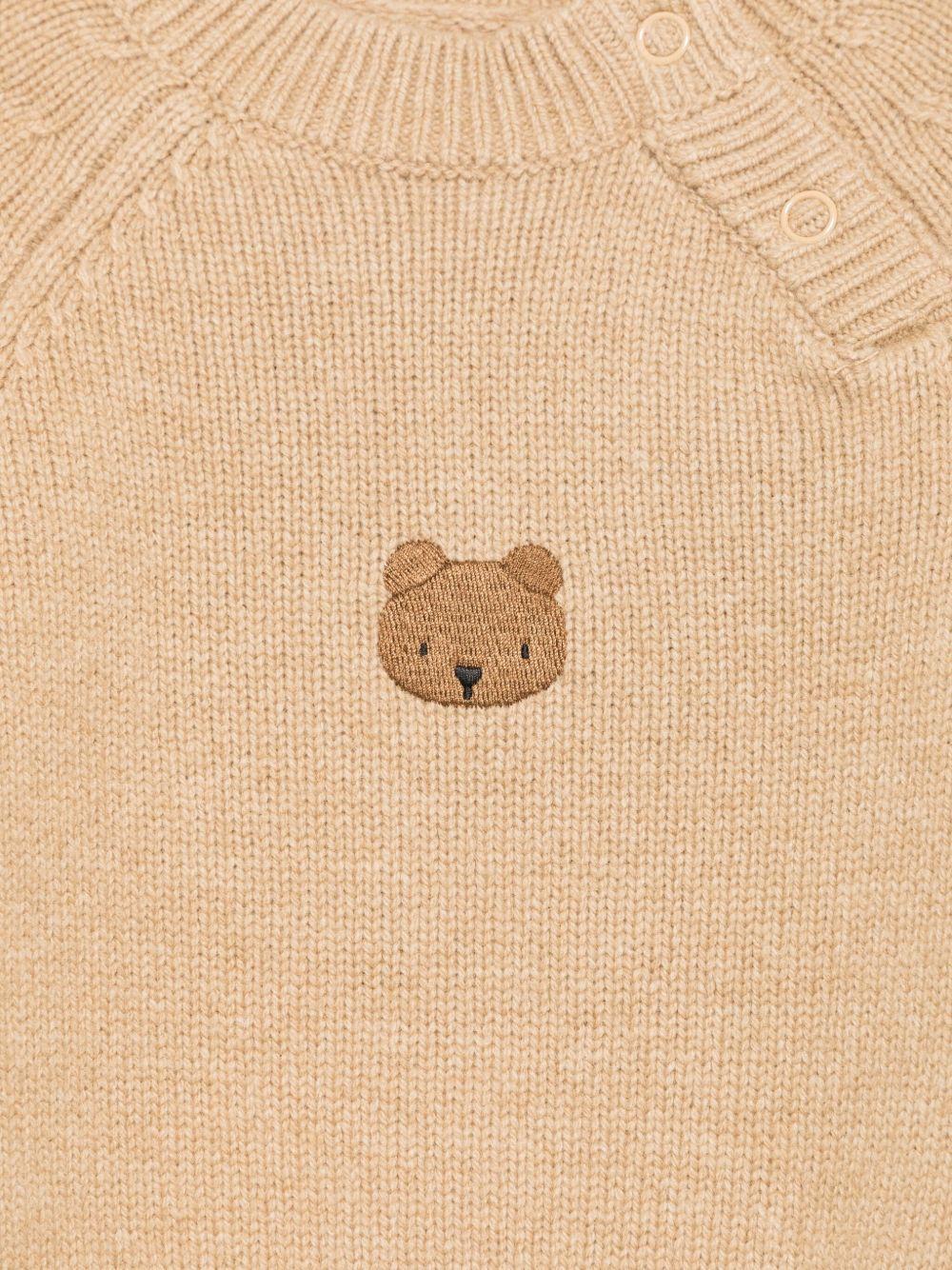 Maglione per neonato Donsje beige con orso ricamato - Rubino Kids