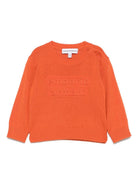 Maglione per neonato Emporio Armani Kids arancione con logo goffrato - Rubino Kids