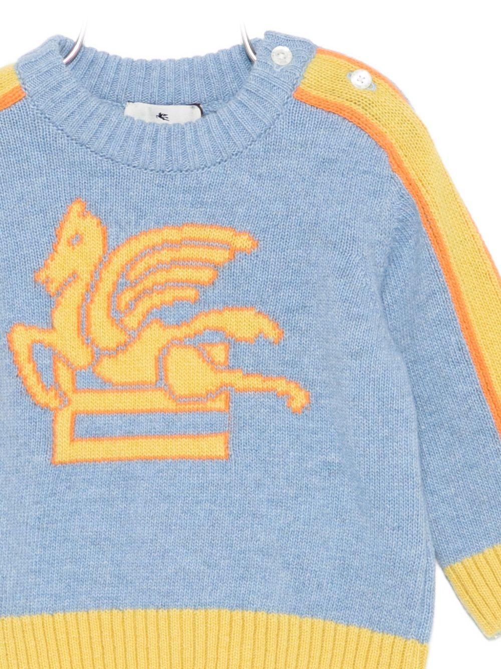 Maglione per neonato ETRO Kids azzurro con motivo Pegaso ricamato - Rubino Kids
