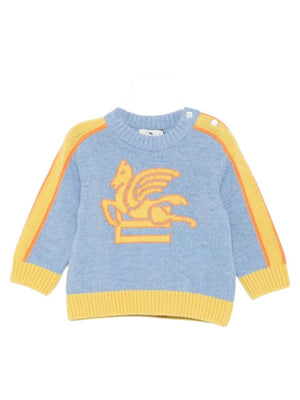 Maglione per neonato ETRO Kids azzurro con motivo Pegaso ricamato