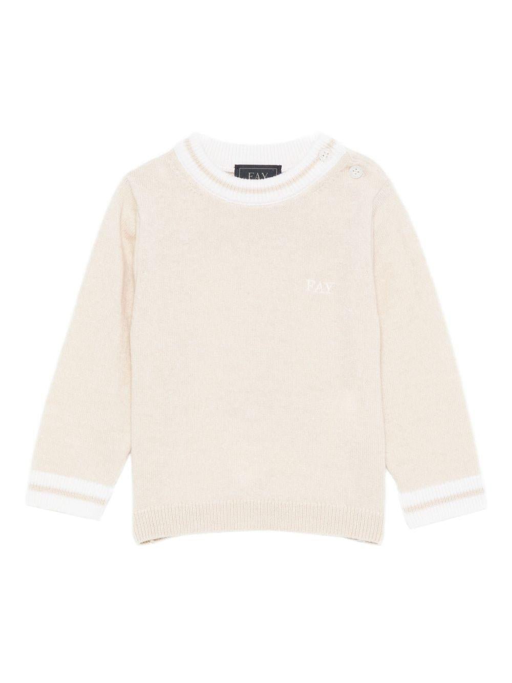 Maglione per neonato Fay Kids beige con bordo a coste - Rubino Kids