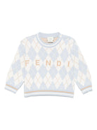 Maglione per neonato Fendi Kids azzurro con ricamo - Rubino Kids