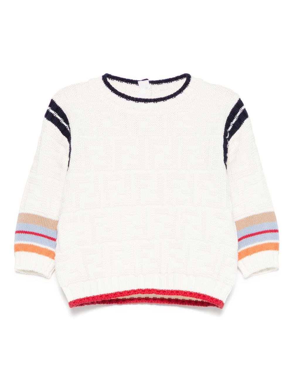 Maglione per neonato Fendi Kids beige con dettaglio a righe - Rubino Kids