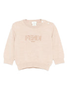 Maglione per neonato Fendi Kids beige con logo ricamato - Rubino Kids