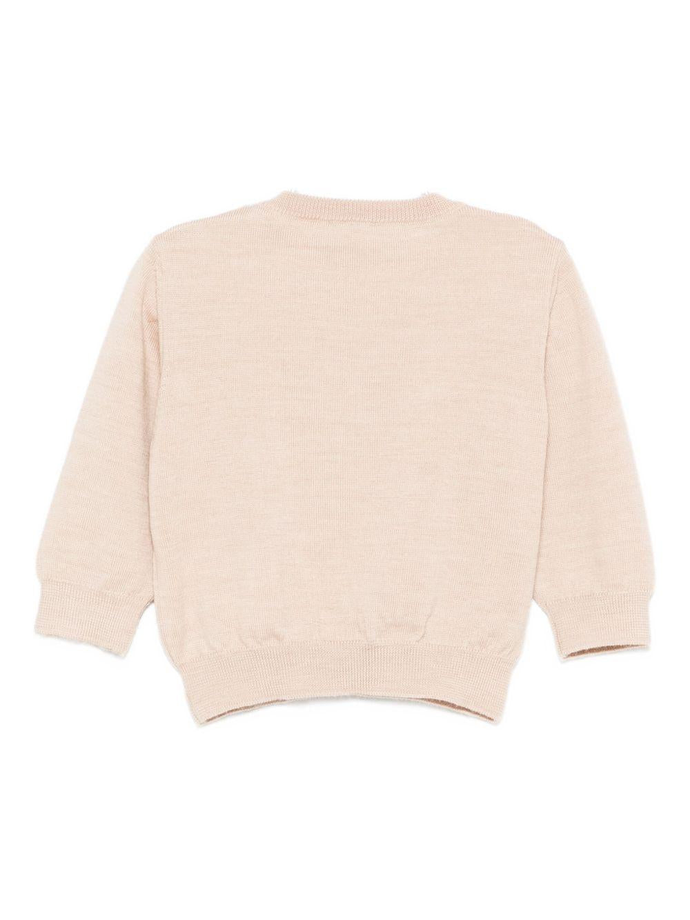 Maglione per neonato Fendi Kids beige con logo ricamato - Rubino Kids