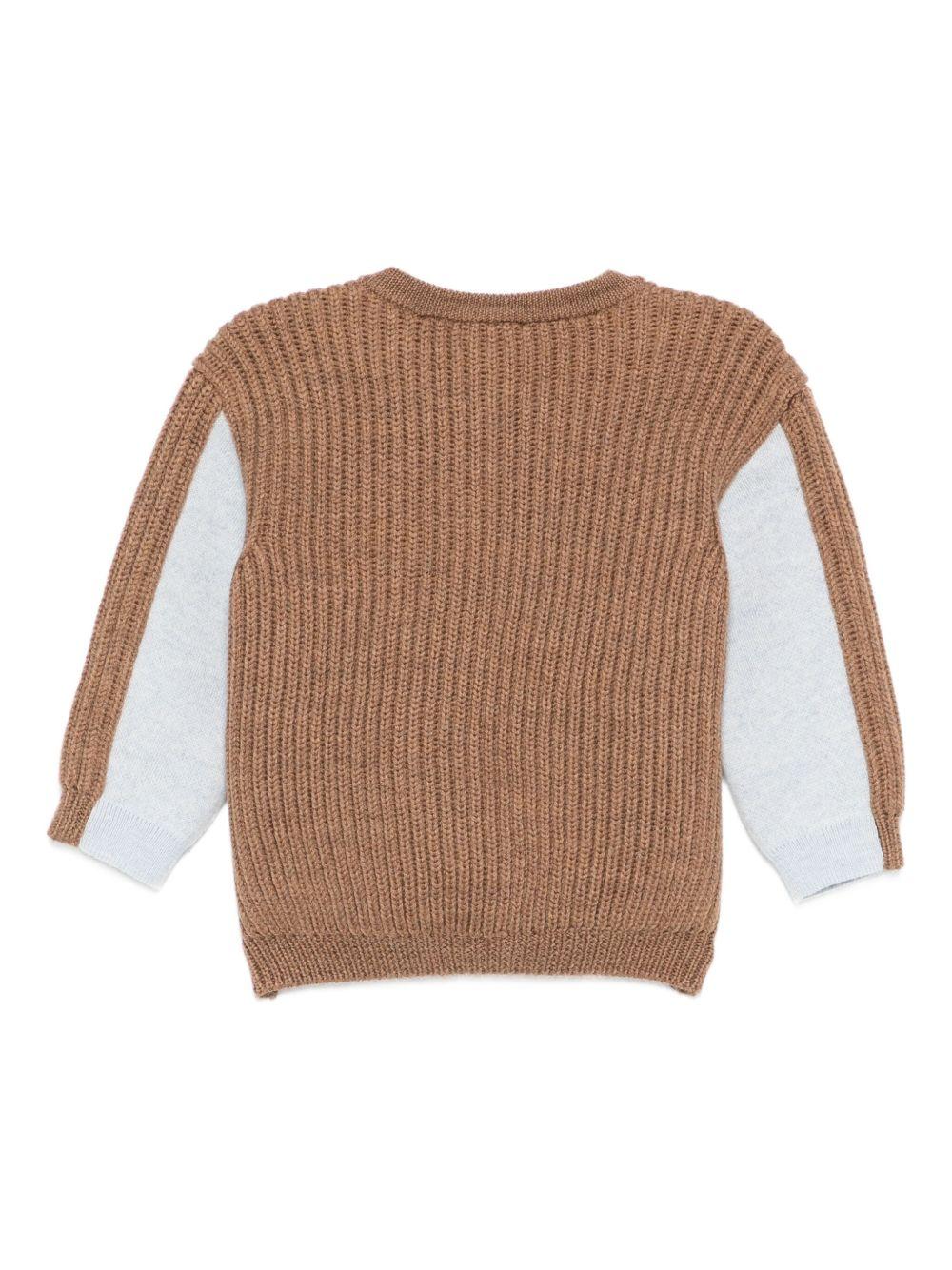 Maglione per neonato Fendi Kids marrone con ricamo scoiattolo - Rubino Kids
