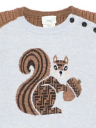 Maglione per neonato Fendi Kids marrone con ricamo scoiattolo - Rubino Kids