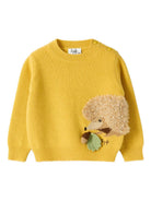 Maglione per neonato Il Gufo giallo con ricamo porcospino e ghianda - Rubino Kids