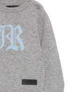 Maglione per neonato John Richmond Junior grigio con logo a intarsio - Rubino Kids