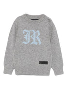 Maglione per neonato John Richmond Junior grigio con logo a intarsio - Rubino Kids