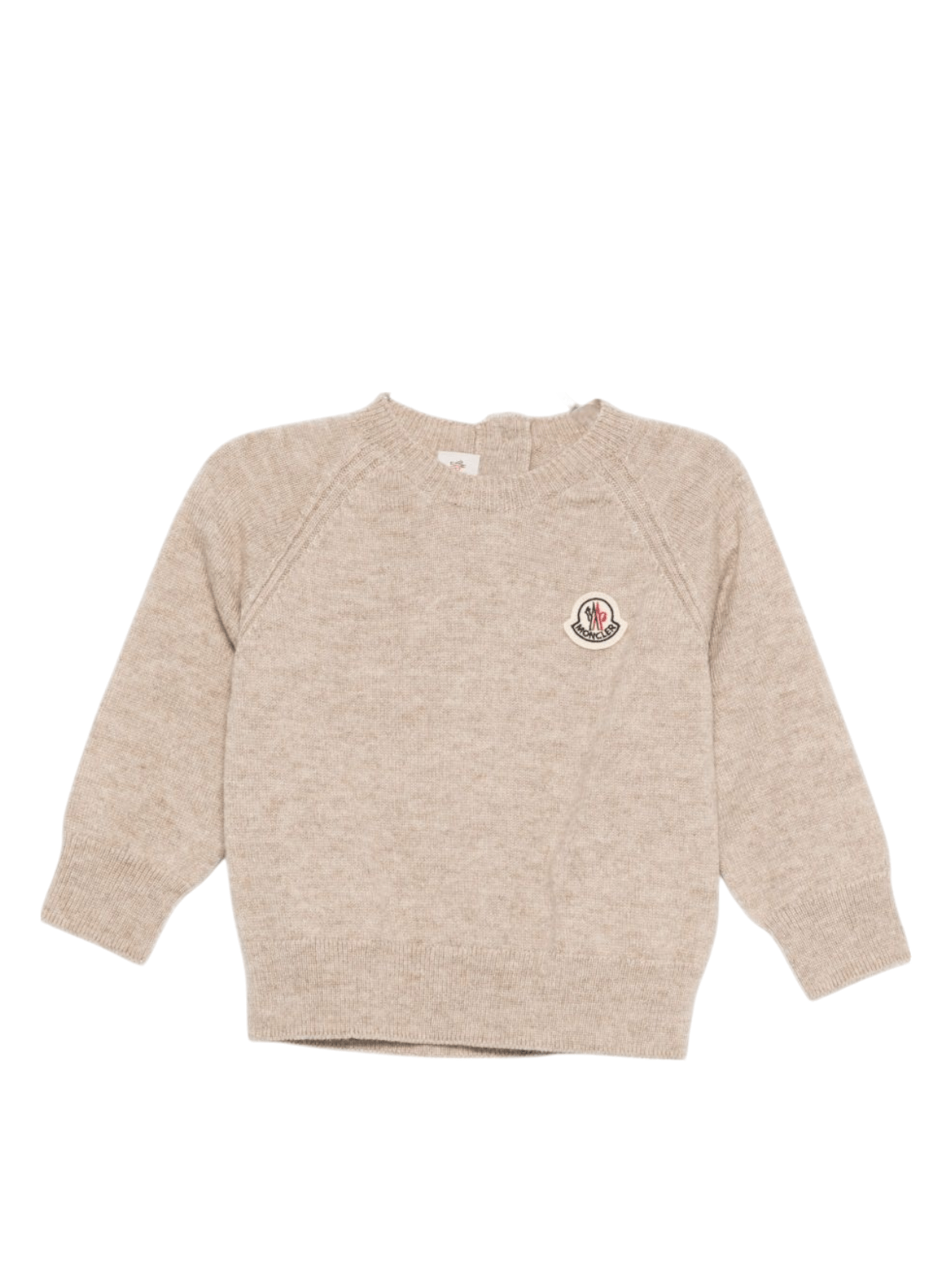 Maglione per neonato Moncler Enfant beige con toppa con logo - Rubino Kids