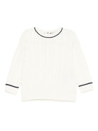 Maglione per neonato Moncler Enfant bianco con finiture a trecce - Rubino Kids