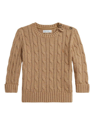 Polo Ralph Lauren Kids beige cable-knit front baby sweater