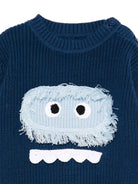 Maglione per neonato Stella McCartney Kids blu con faccia di mostro - Rubino Kids