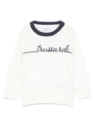 Maglione per neonato TRUSSARDI JUNIOR bianco con ricamo logo - Rubino Kids