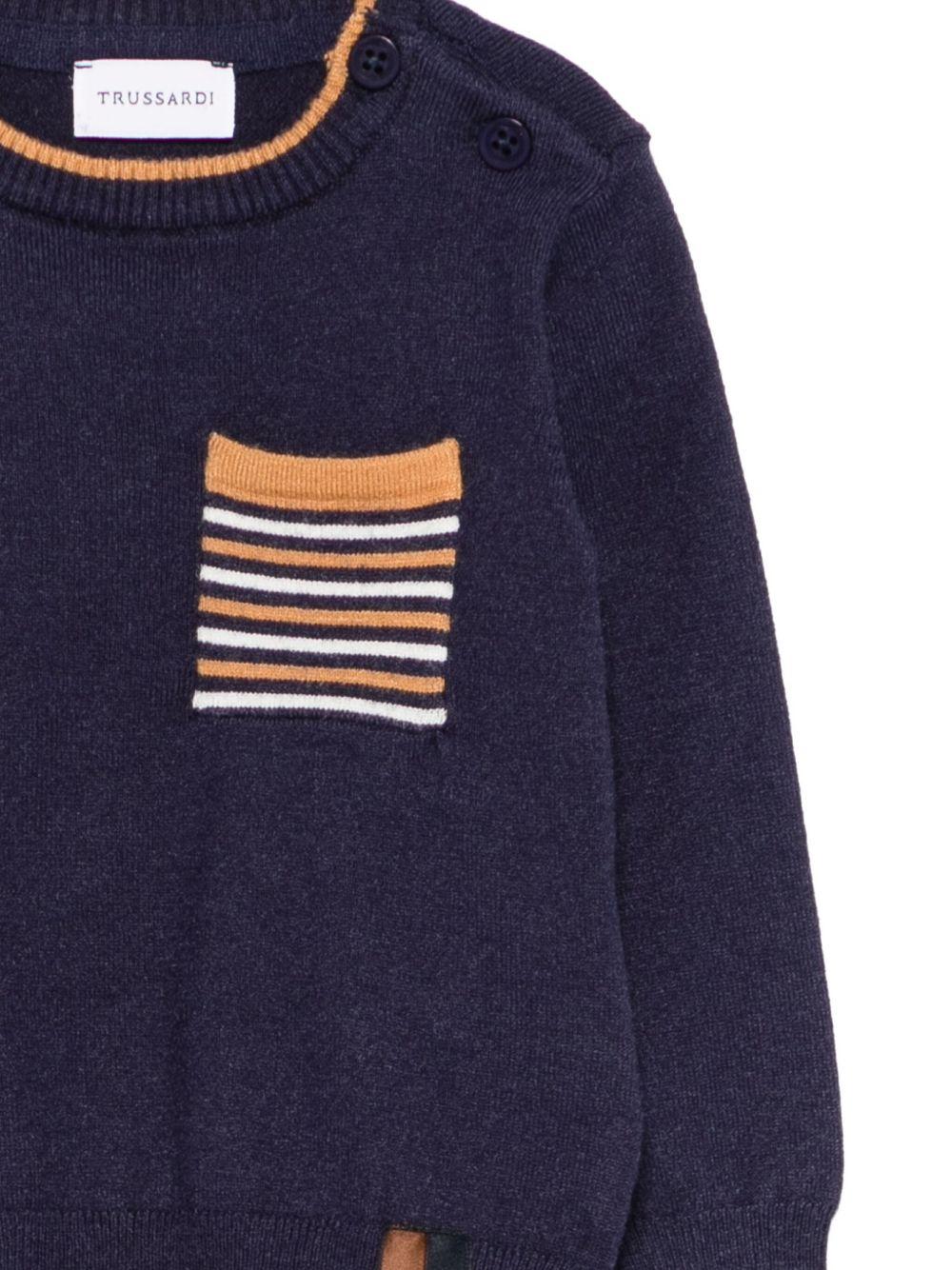 Maglione per neonato TRUSSARDI JUNIOR blu con dettaglio a righe - Rubino Kids