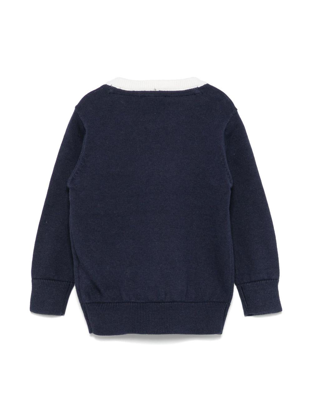 Maglione per neonato TRUSSARDI JUNIOR blu con ricamo logo - Rubino Kids