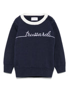 Maglione per neonato TRUSSARDI JUNIOR blu con ricamo logo - Rubino Kids