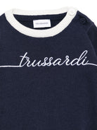 Maglione per neonato TRUSSARDI JUNIOR blu con ricamo logo - Rubino Kids