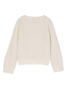 Maglione scintillante per bambina Brunello Cucinelli Kids beige con scollo rotondo - Rubino Kids