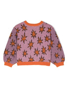 Maglione Stars con effetto jacquard per bambina Stella McCartney Kids viola con orlo a coste - Rubino Kids