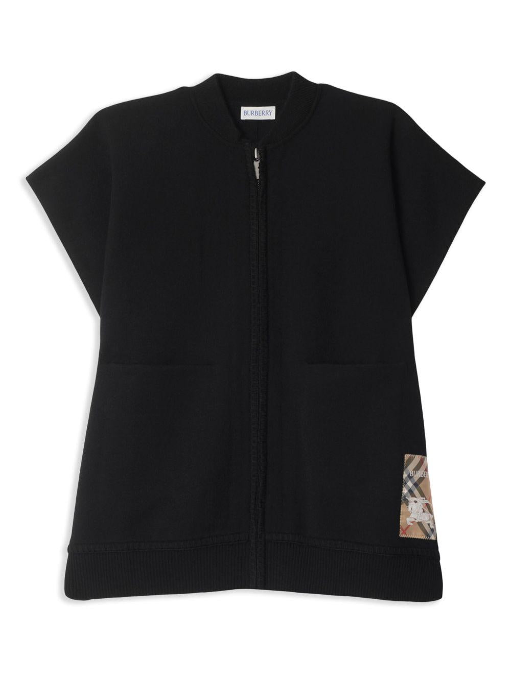 Mantella per bambina Burberry Kids nero a quadri con applicazione logo - Rubino Kids