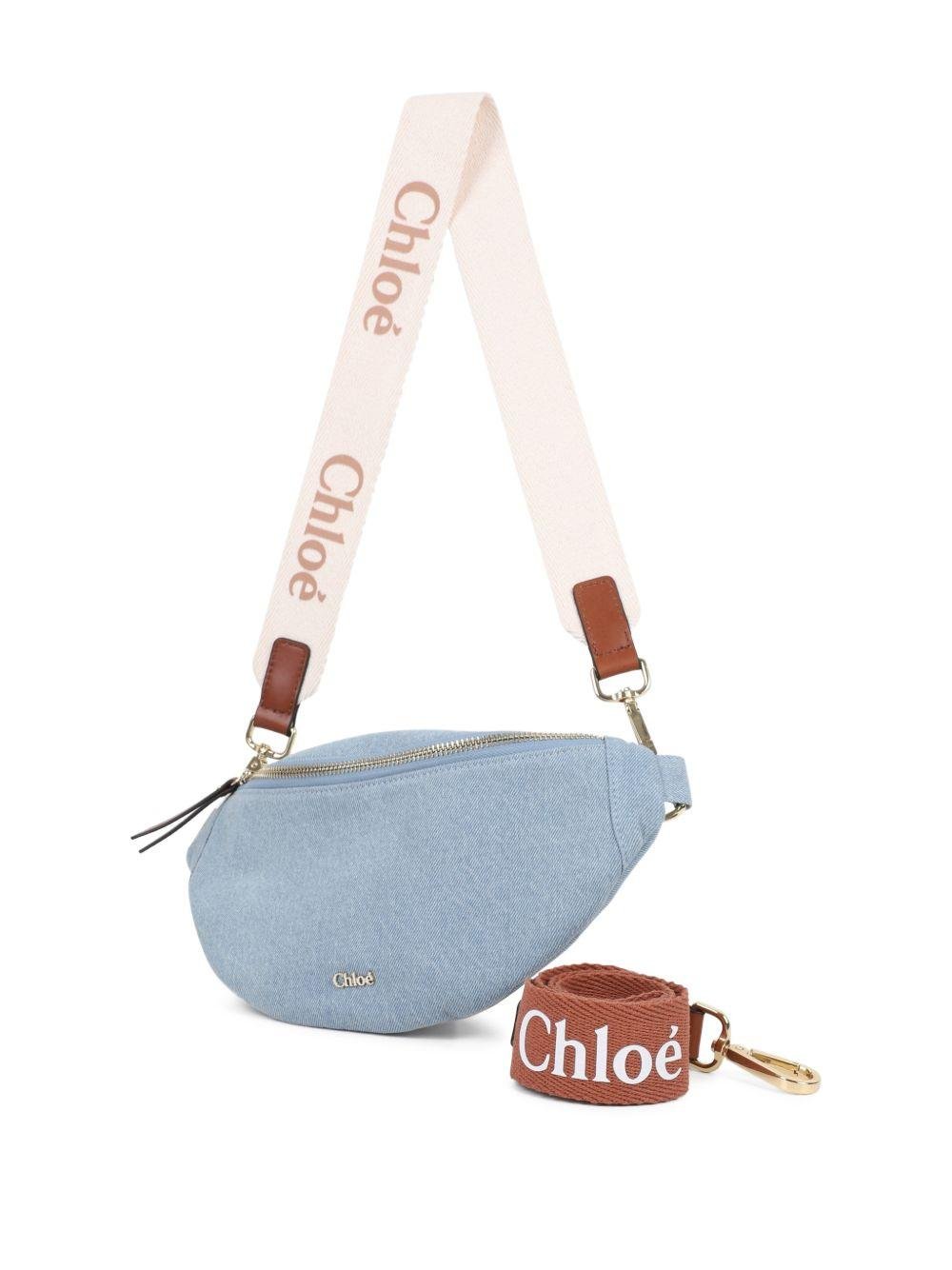 Marsupio per bambina Chloé Kids azzurro con placca con logo - Rubino Kids