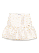 Minigonna con stampa cuore per bambina Moschino Kids bianca con orlo increspato - Rubino Kids