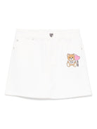 Minigonna denim per bambina Moschino Kids bianco con passanti - Rubino Kids