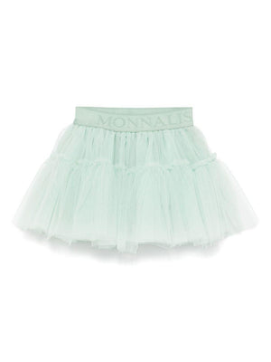 Minigonna in tulle per neonata Monnalisa verde con orlo svasato