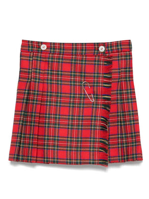 Mariella Ferrari red pleated checked miniskirt for girls