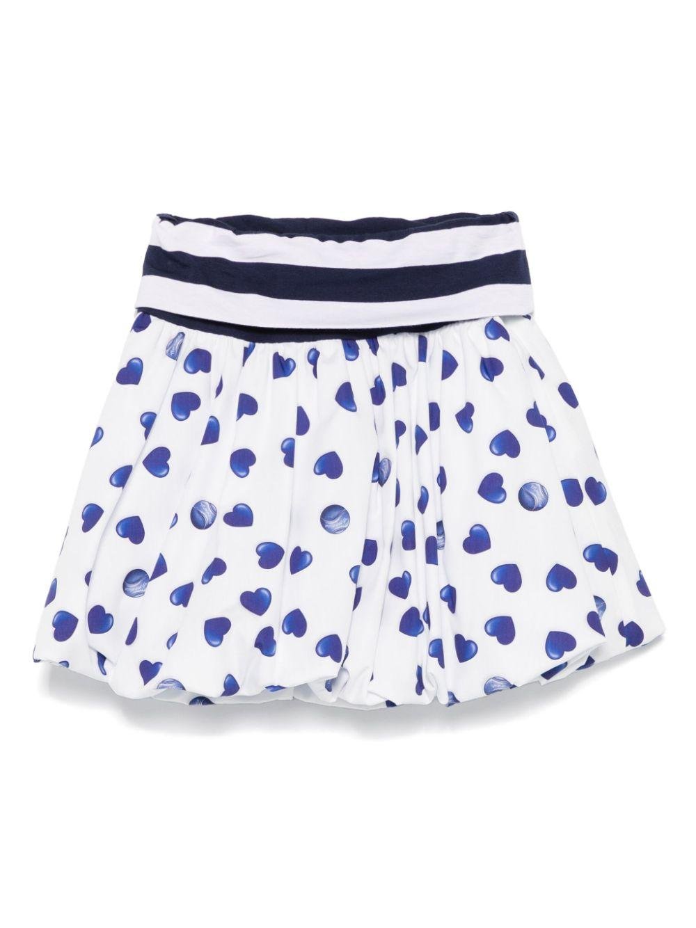 Minigonna per bambina Monnalisa bianco con stampa cuore blu - Rubino Kids