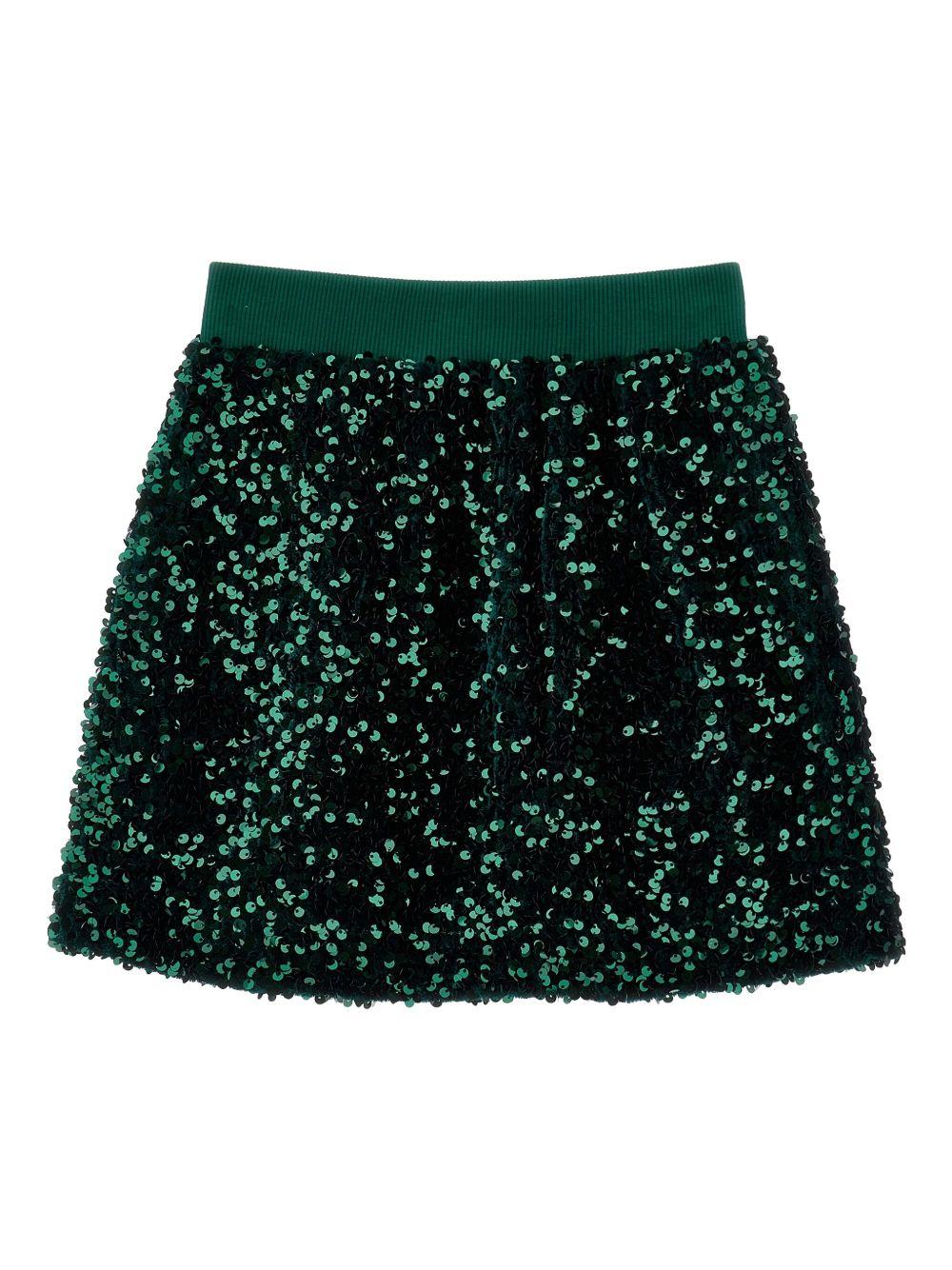 Minigonna per bambina Monnalisa verde con paillettes - Rubino Kids