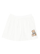 Minigonna per bambina Moschino Kids bianco elasticizzata in vita Teddy Bear - Rubino Kids