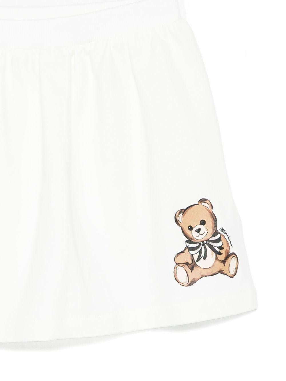 Minigonna per bambina Moschino Kids bianco elasticizzata in vita Teddy Bear - Rubino Kids